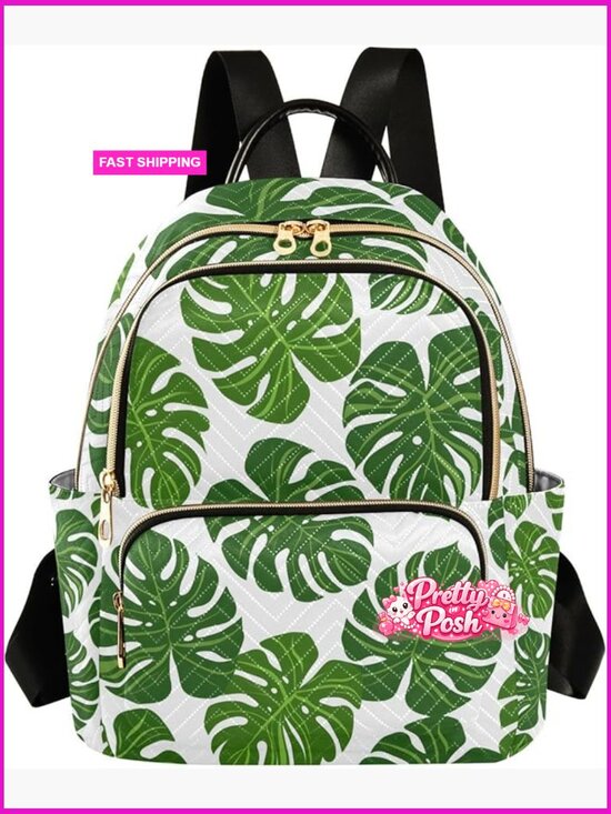 Tropical Palm Monstera Leaf Small Backpack Purse Lightweight Travel Daypack main image 4